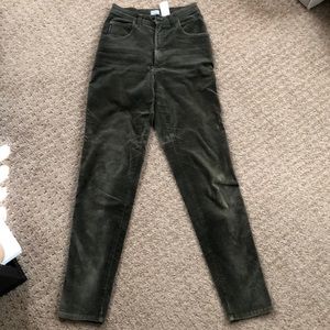 Army green velvet Giorgio Armani straight skinny